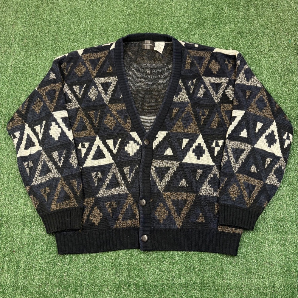 Vintage Expressions Geometric Knit Cardigan Sweater